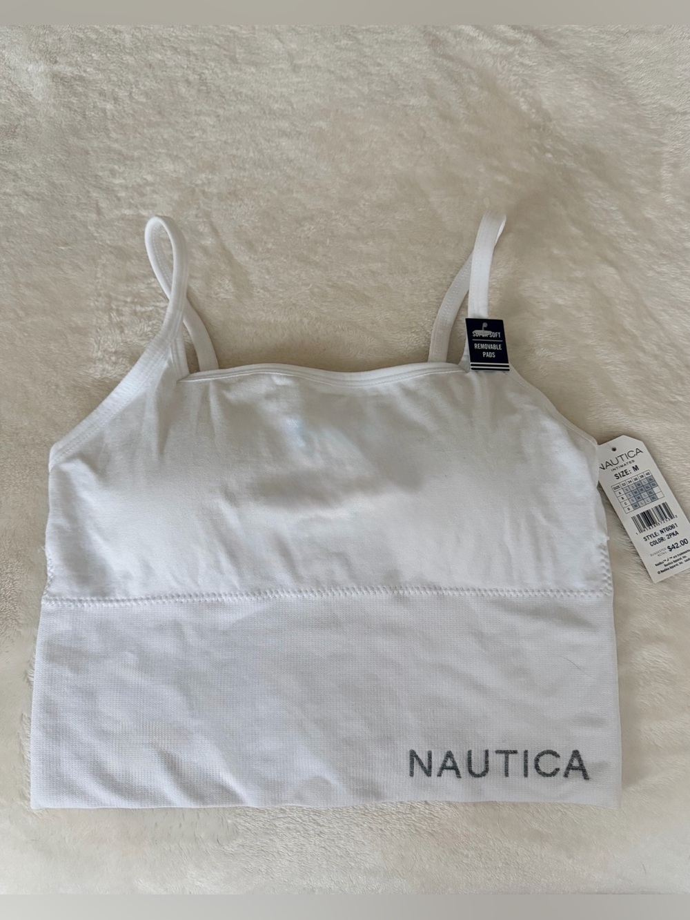 NWT Nautica Women’s White Bralette with Removable Pads